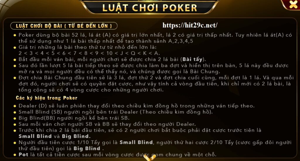 Luật chơi cơ bản của Poker
